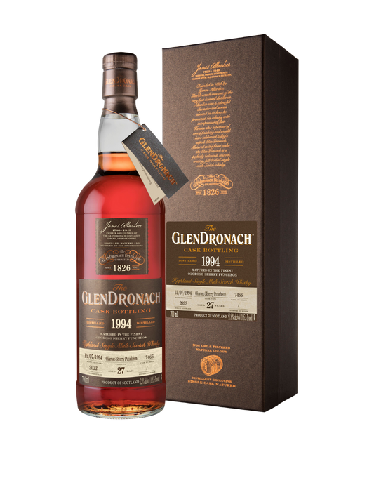 glendronach 27 year old, 1994 cask #7466 single malt scotch whisky