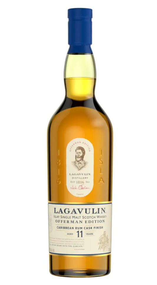 Lagavulin offerman edition caribbean rum cask finish 11-year-old single malt scotch whisky